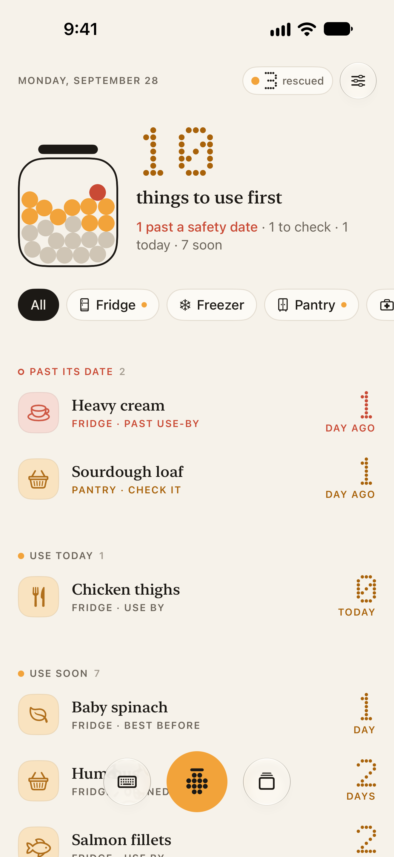 Amberjar, Expiration Tracker, screenshot 1